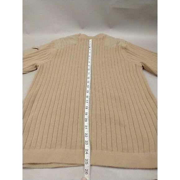 Eddie Bauer Sweater Mens L Legend Field Military Khaki Tan Ribbed 100% Cotton - Picture 7 of 7